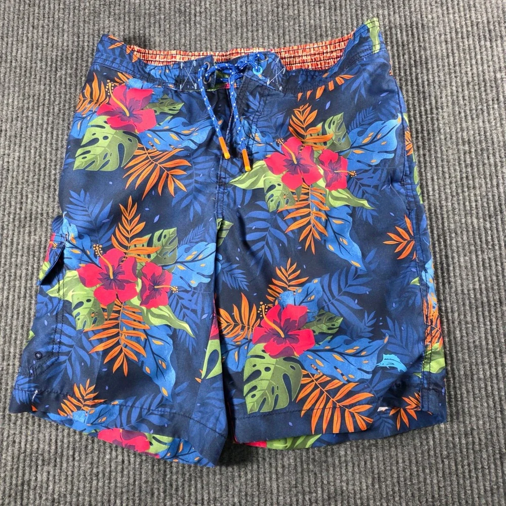 Tommy Bahama Mens Tropical Hibiscus Floral Swim Trunks Navy Blue Small